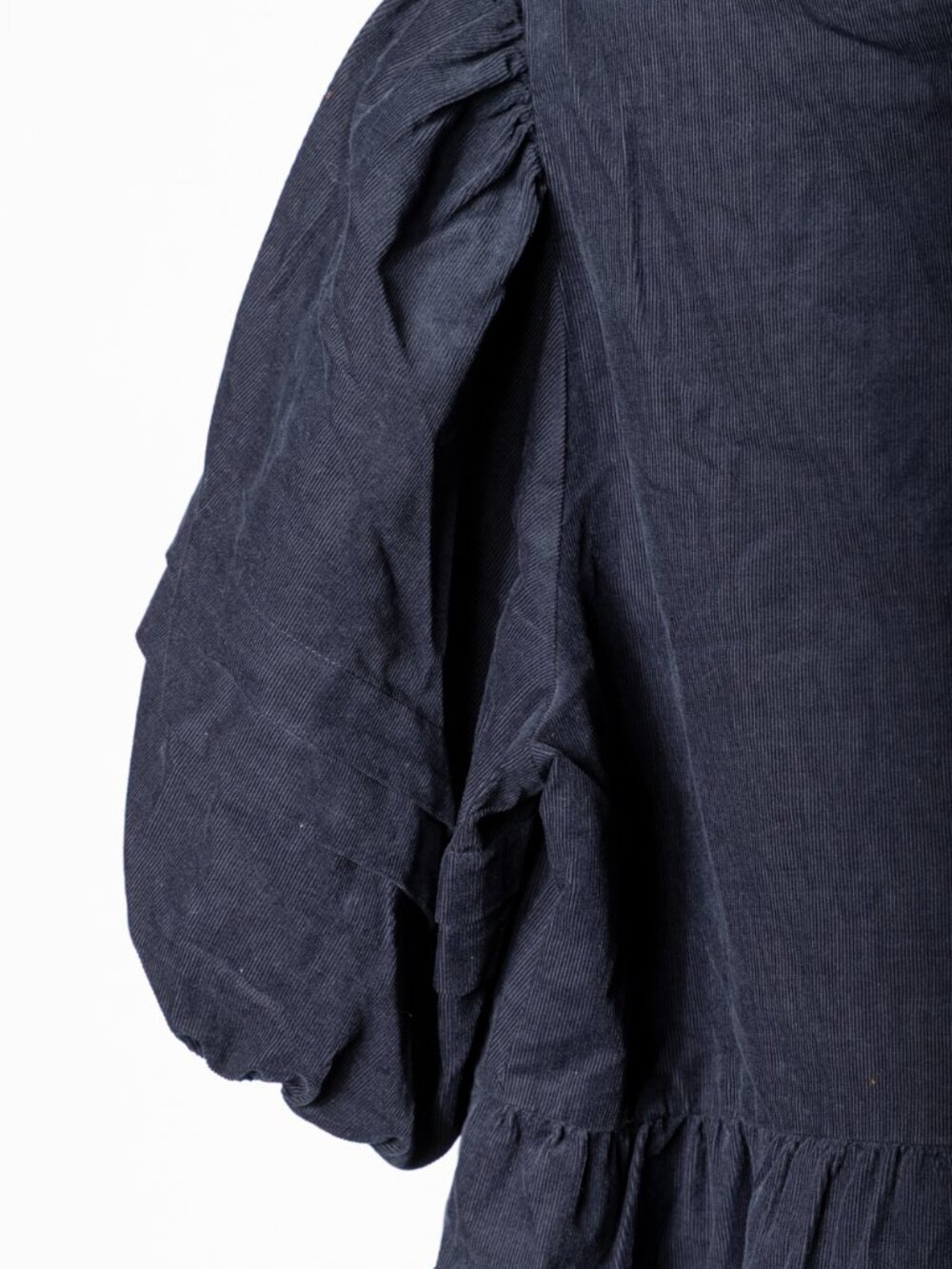 Madewell Tiered Puff Sleeve Mini Dress Navy Blue Corduroy NWOT Size XL - Picture 8 of 10